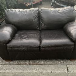 Brown Leather Loveseat