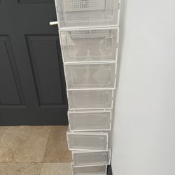 8 Thickened Clear Shoe Storage Organizer with Magnetic Door, Sturdy Stackable Shoe Boxes
