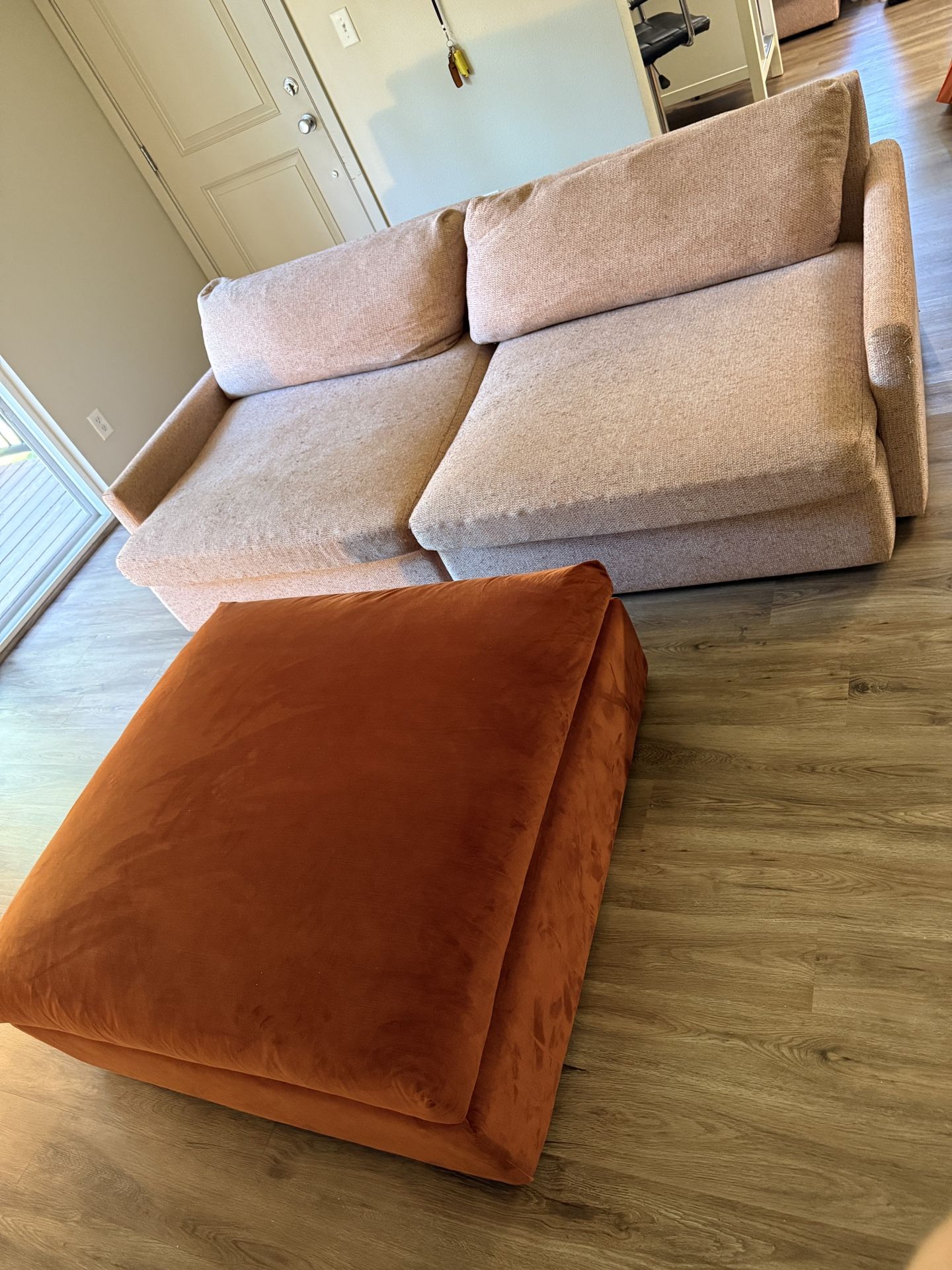 3 Piece Sectional Couch + Ottoman & Pillows