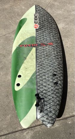 Used soft top fish surfboard