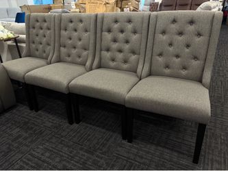 Dark Grey Tufted Dining Chairs