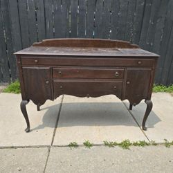 Antique Walnut Wood Long Buffet Server
