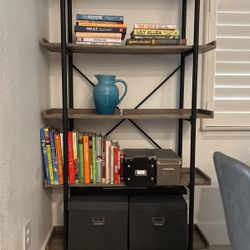 Pair Of Grey And Black Walker Edison Bookshelves