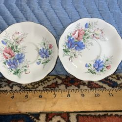 Pair Of Royal Albert Friendship Series Sweet Tea Vintage Porcelain Saucer Plates 