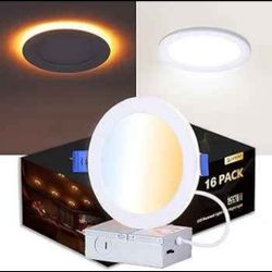 Canless 6 Inch LED Recessed Lights with Night Light 16 Pack, Ultra Thin Wafer Downlight Indoor