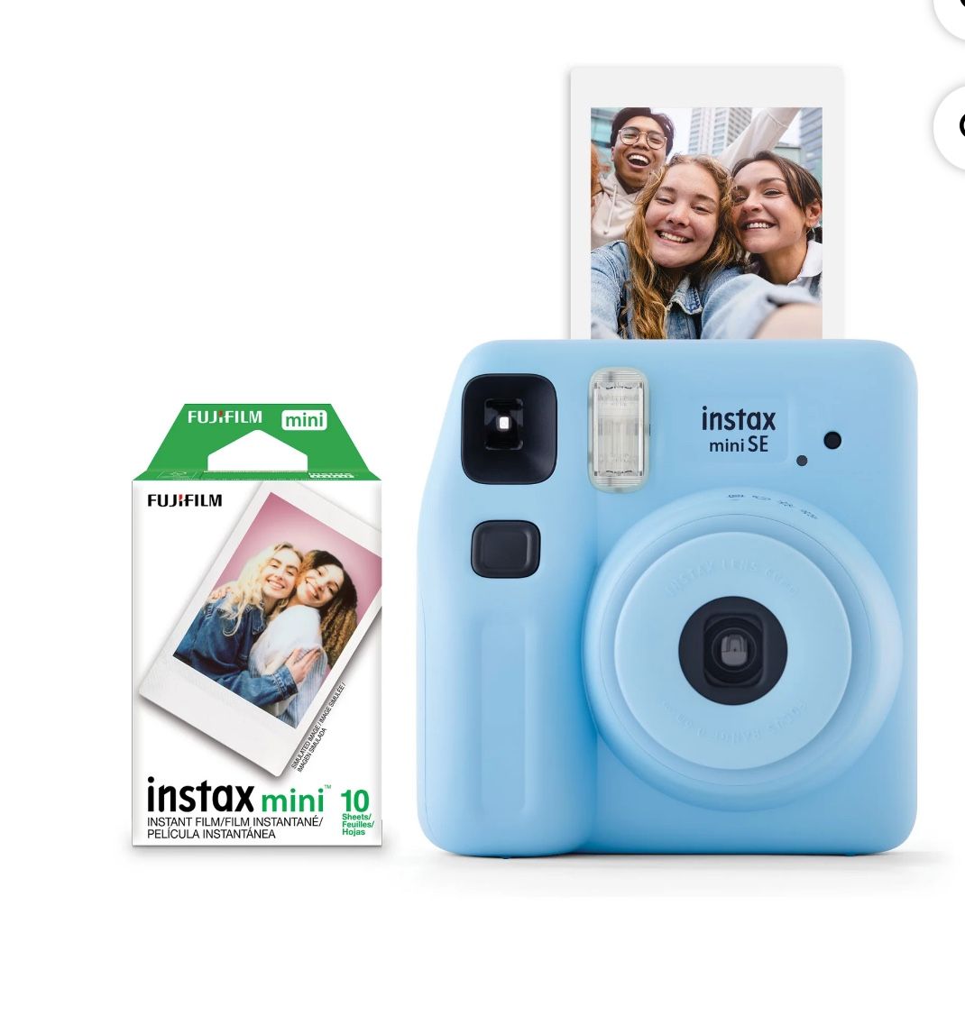 New Fujifilm instax Mini SE Instant Camera with Bonus 2 Sets of Film, Light Blue