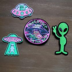 Alien Iron On Patch Trucker Hats Book Bags 