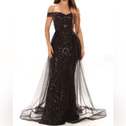 Dress Impeccable Taste Sequin Maxi Dress - Black - 2X