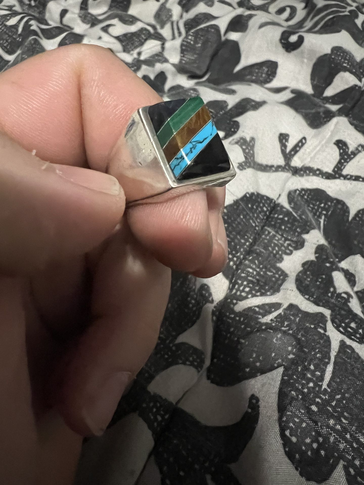 Vintage Sterling Taxco Ring With Precious Stone