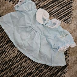 Vintage Cabbage Patch Kid CPK Doll Blue & White Checkered Dress 