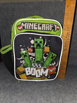 Minecraft New Boom TNT Lunch Tote Bag Green 3D 10x8x4 Canvas Insulated.