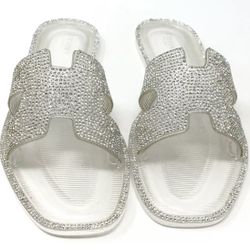 STEVEN by Steve Madden Andrian Women's Size 7 Clear Crystal Slide Sandal Shoes  