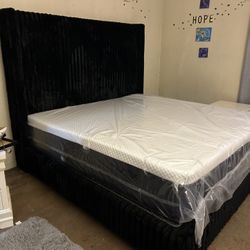Brand New Chenille Corduroy Lined Queen Bed Frame 