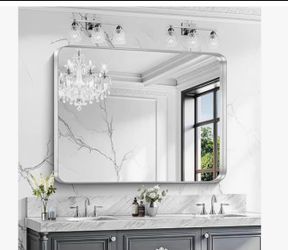 Silver Bathroom Mirror, 36"x48