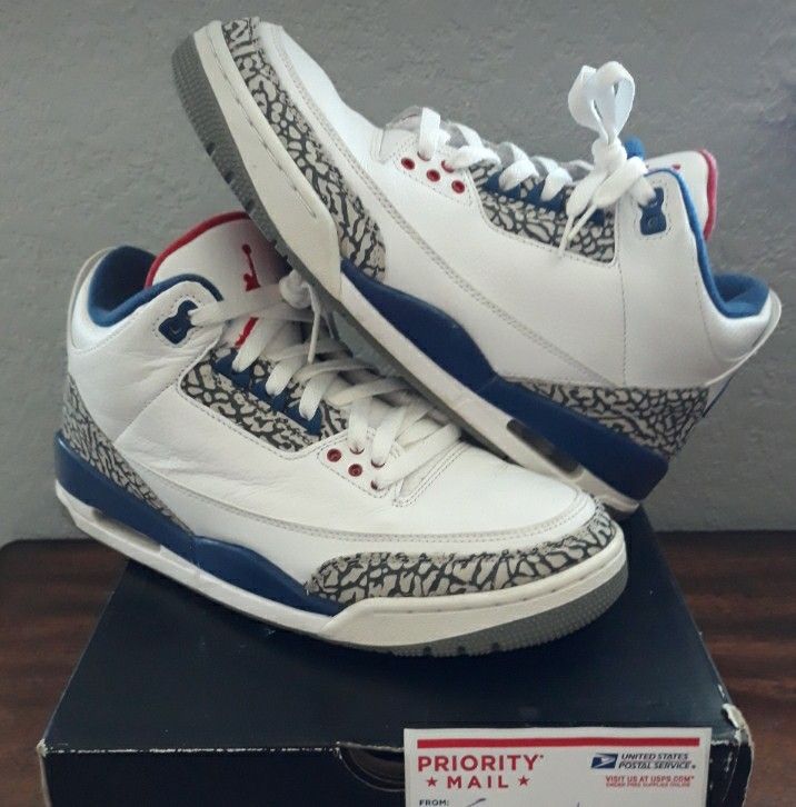 Air jordan 3 retro true blue 2017 size 9.5