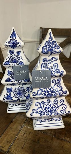 Mikasa Home Accents Ceramic Christmas Trees Set of 2