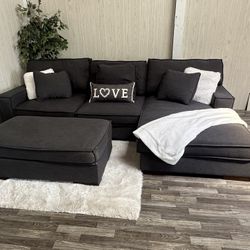 Gray Ashley Furniture Sectional w/ Storage Ottoman - Delivery Available 
