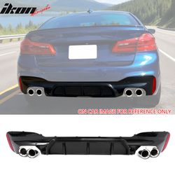 Fits 2021-2023 BMW G30 Competition Style Gloss Black Rear Diffuser Silver Exhaust Tip