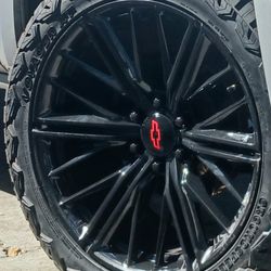 22” Chevy Silverado GMC Sierra Replica Wheels & Tires Off-Road Tahoe Yukon Escalade Suburban Rines Y