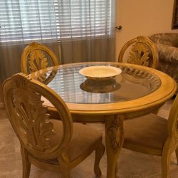 Round Glass Table And 4 Chairs 