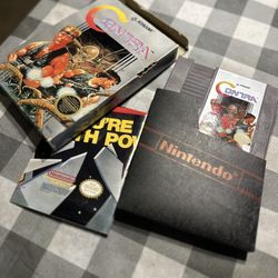 Contra (Nintendo NES 1988) COMPLETE w/ Box. Game WORKS Great!