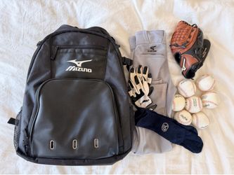 Mizuno Youth baseball equipment, Backpack, Left-hand grove, and other stuff
