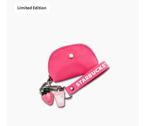 Starbucks Strawberry Pink Keychain Pouch With strap NWT 2026 Limited In Hand