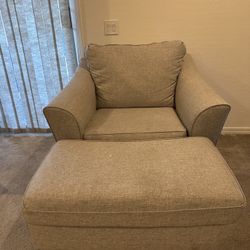 Light gray Fabric Oversized Arm With Matching Ottoman $50