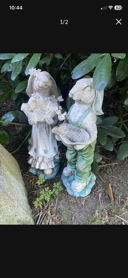 LOW PRICE MOVING- 2 BUNNY GARDEN STATUES