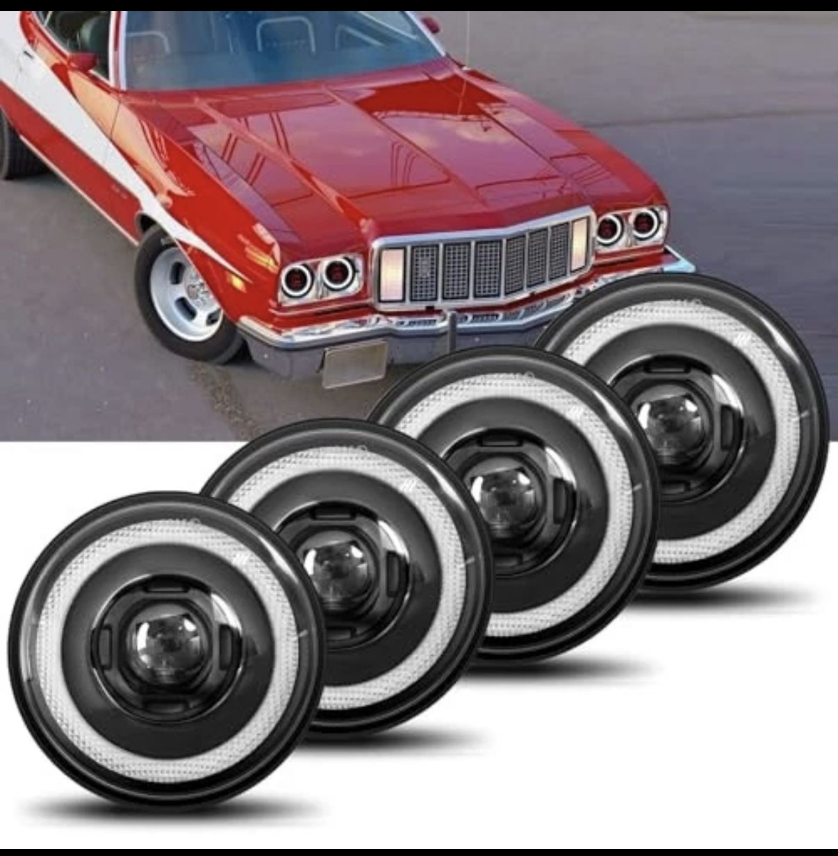 4PC 5 3/4'' LED Headlight 5.75 Round Anti-Glare with DRL Turn Signal 4PCS