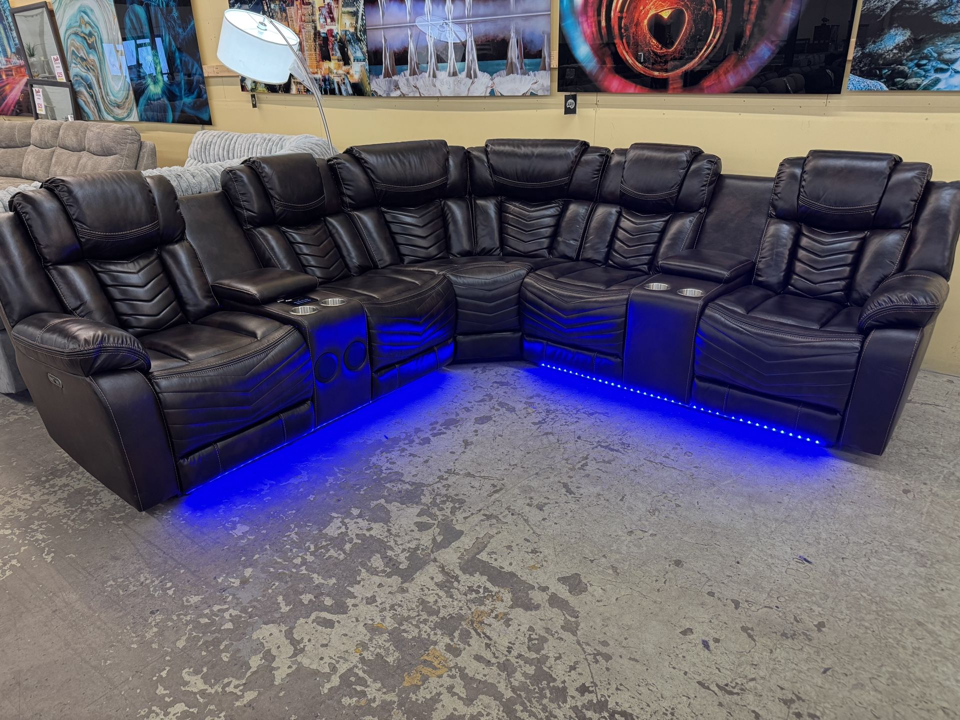 2 Piece immersive audio power reclining sectional