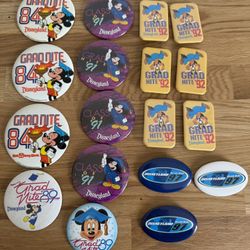 Vintage Disney Disneyland Button Pins Lot 