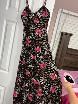 Flower leopard print dress