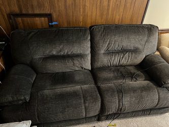 Dark Gray Fabric Reclining Loveseat Sofa