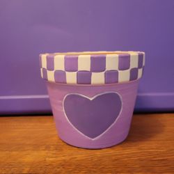 Purple Hand Painted Ceramic Pot 