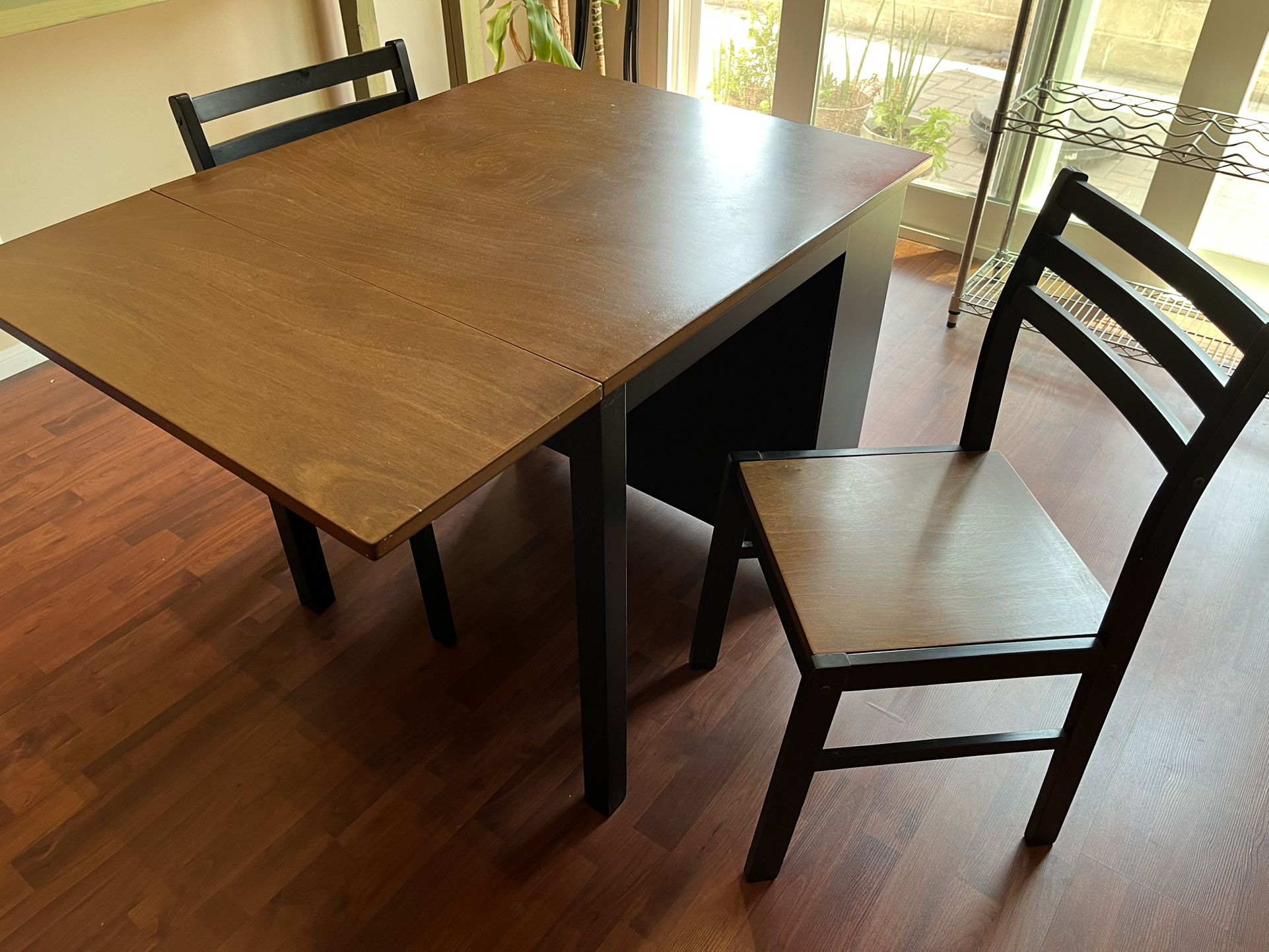 Mini Dining Table With 2 Chairs, Expandable, Storage Shelf