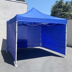 (NEW) $140 Heavy-Duty White Popup Canopy 10x10ft with (3 Sidewall) Outdoor Gazebo, Carry Bag 