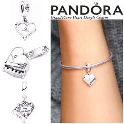 PANDORA Grand Piano Heart Dangle Charm w/box