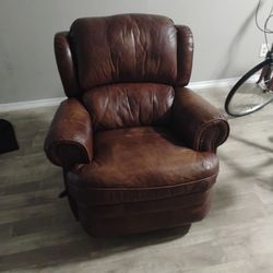 Brown leather recliner chair
