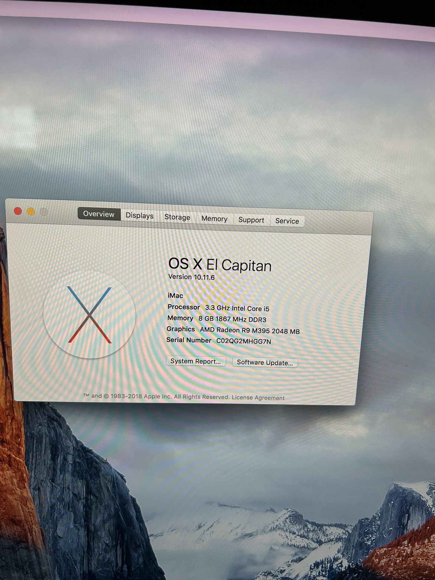 2015/16 imac 27 Inch 5K 3.3ghz i5 8gb 2tb Fusion Drive (Pink Around Screen See Photos)