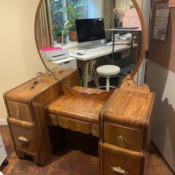 1920s Waterfall Vanity With Bakelite Drawer Pulls