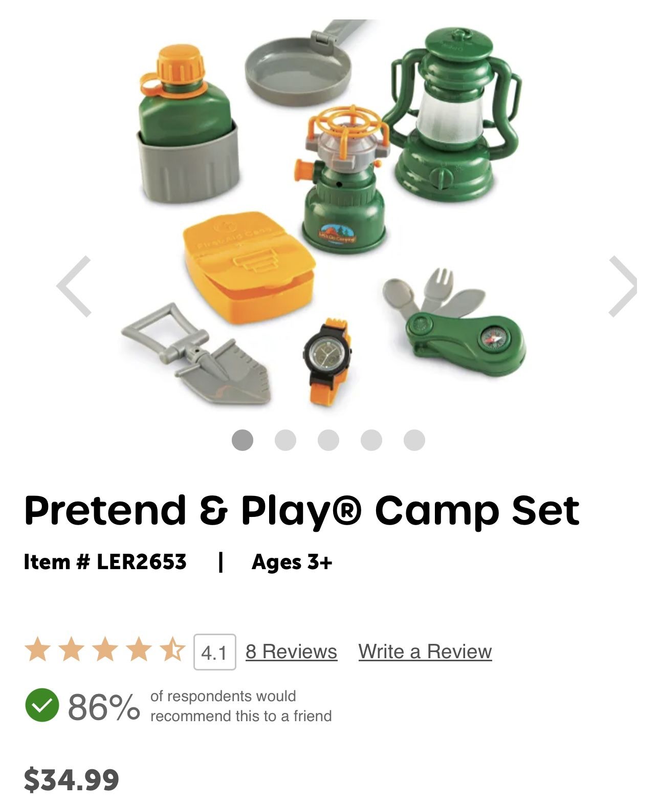 Play camp set learning resources pretend . Brand New