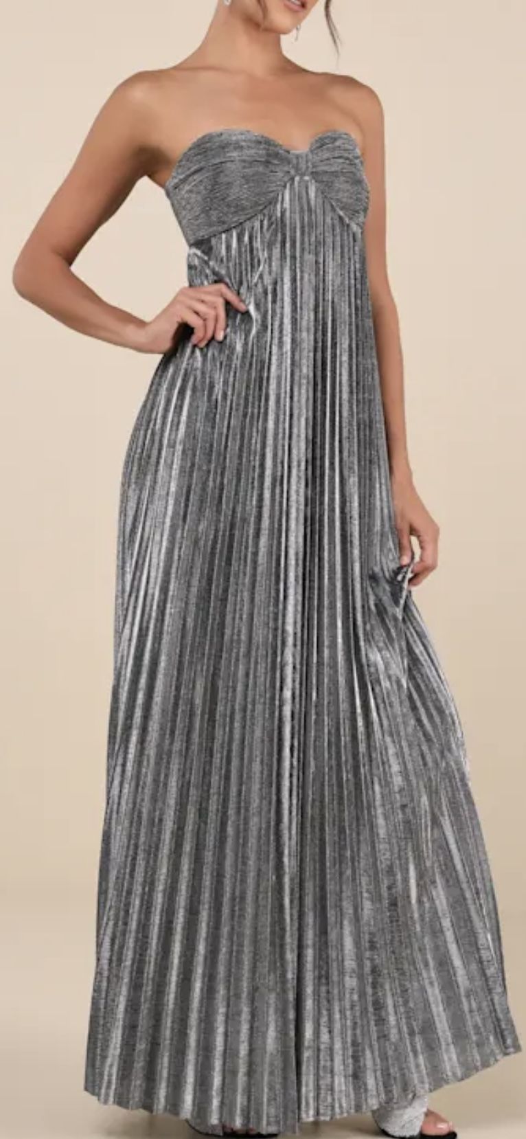 New Silver Formal Dress Gown XS