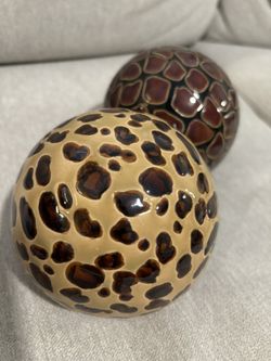 Designer Hand Painted Animal Print Ceramic Spheres