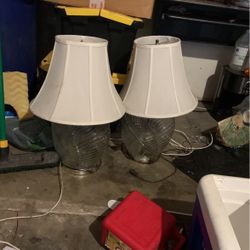 Vintage Glass Lamps Art Deco 80s