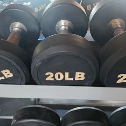 Single 15, 20,25 And 35lb Rubber Pro Style Dumbbells