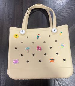 Beige B Style Bag with Cute Removable Charms – Excellent Condition