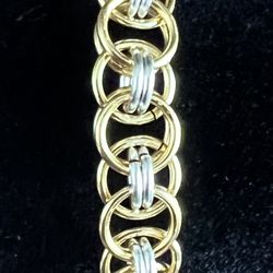 Chainmaille Helm Bracelet (Silver & Gold)