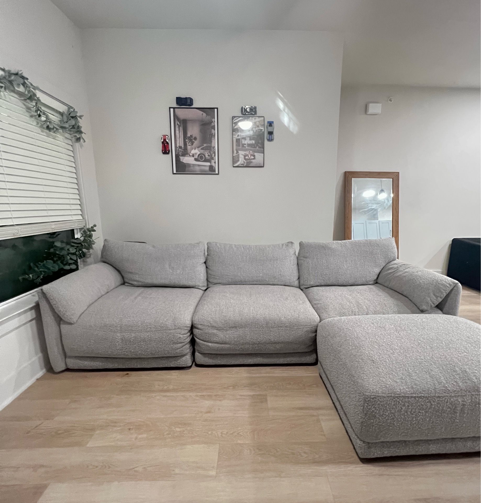 Gray 3-Piece Modular Sofa + Ottoman