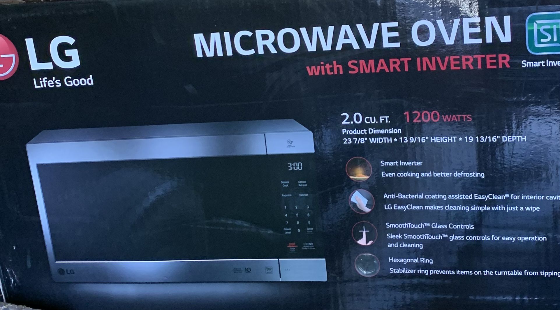 LG Microwave with Smart inverter  2 cu ft; 1200 watt